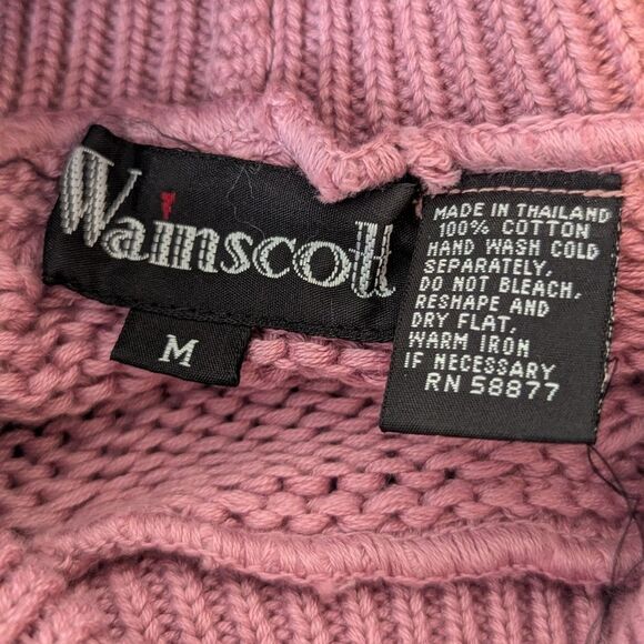 VTG Cable Knit Barbiecore Preppy Light Academia Cozycore Granny Chic Sweater M - Picture 2 of 7